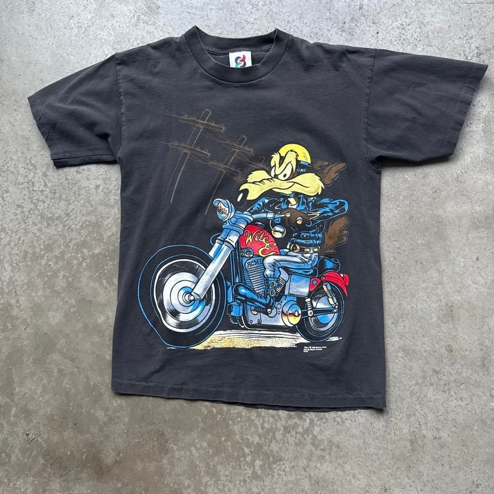 Vintage 1993 Warner Bros. Wile E. Coyote Motorcycle Choppers Cartoon Men's Size